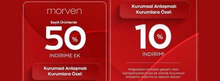 MORVEN SEÇİLİ ÜRÜNLERDE 50 İNDİRİME EK YÜZDE 10 İNDİRİM